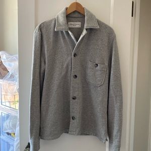 Officine Generale French Terry Button-Up Shirt Sweatshirt Heather Grey Fleece